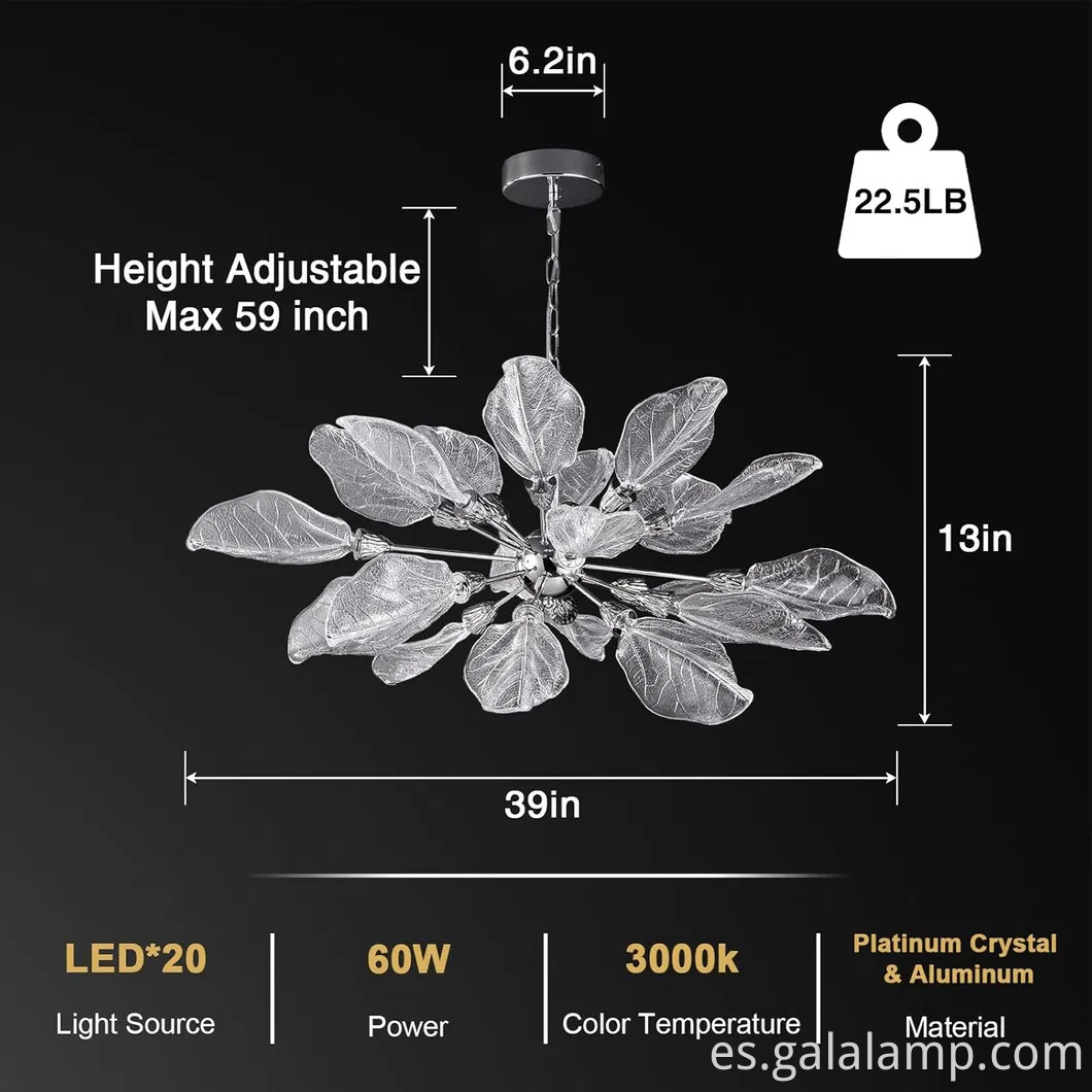 Elegante lámpara colgante de estilo rama para mesa de comedor